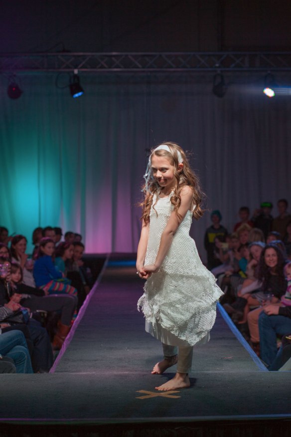 Designer: Lilah Beck Materials: Foam and paper packaging materials  Quote: “I learned that it is harder to make a dress for a person then for a doll.” 