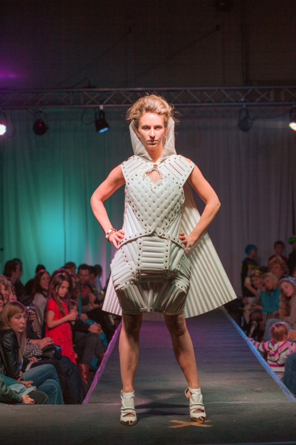 Designer:  Heidi Lamb Materials: vinyl and cloth blinds, grommets, and brads