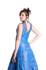 Designer: Karen Holm Materials: Old Blue Tarps Model: Marley Weedman