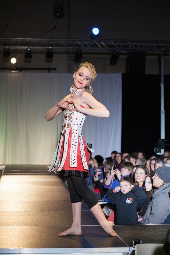 The Jesters Dress Designer & Model: Autumn Weeks Materials: Used Indian Head Casino cards on a base of old prayer flags