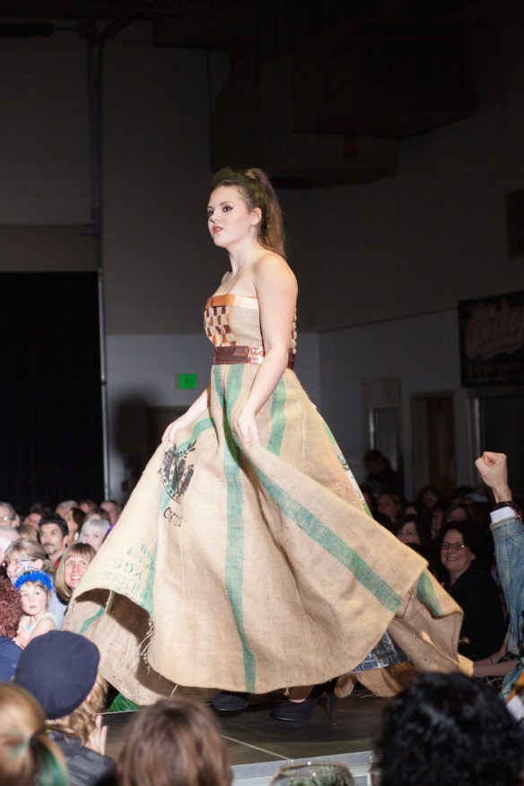 STRICTLY ORGANIC Designer: Denali Materials: Coffee Bags - burlap, paper, foil