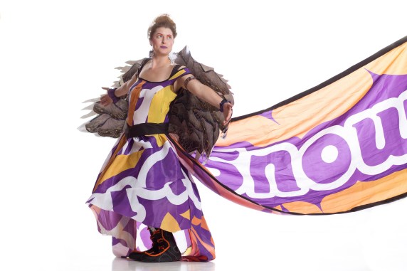 Mt. Bachelor Designers: Andria Zippler, Denise Ellington, Sam Whitman, Stephanie Kirpach, Martha Jeffers Materials: old Mt.Bachelor trail map (wings), old banner that says, "snow", etc