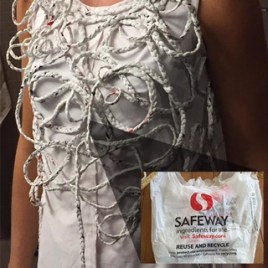 Playing it Safe Designer: Kelly Powell Model: Courtney Finstad Materials: plastic safeway bags & fabric remnants